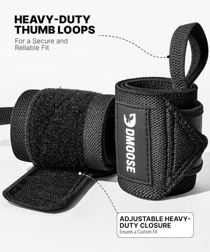 Wrist Wraps for Weightlifting 18" - Heavy Duty Gym Wrap with Hand Thumb Loop for Support & Pain Relief, USPA Approved Powerlifting, Weight Lifting Wrist Straps for Men & Women Work Out