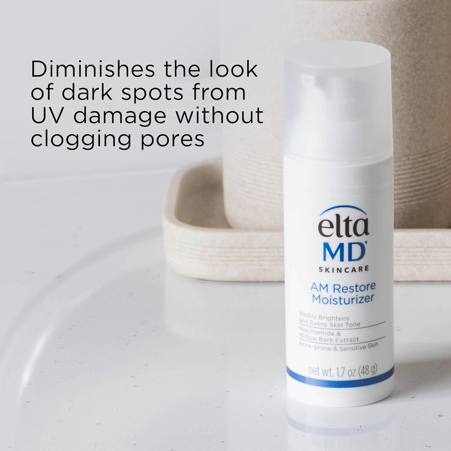 AM Restore Face Moisturizer for Women and Men, Light Moisturizer Face Cream, Made with Niacinamide and Hyaluronic Acid, 1.7 Oz Pump