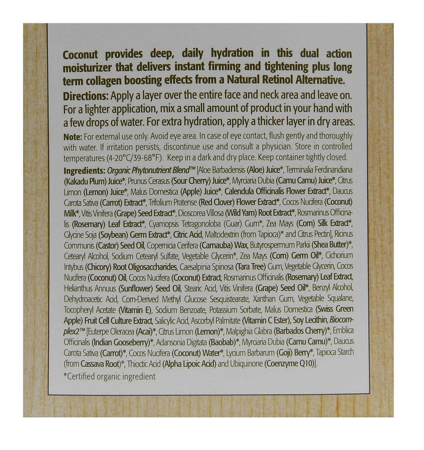 Organics Coconut Age Corrective Moisturizer, 2 Ounce