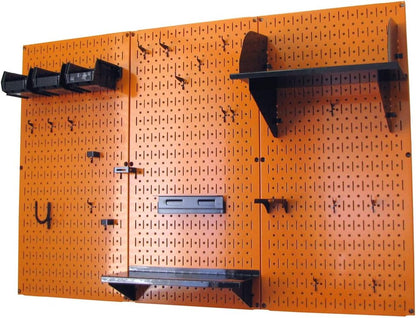 4 Ft Metal Pegboard Standard Tool Storage Kit with Orange Toolboard and Black Accessories
