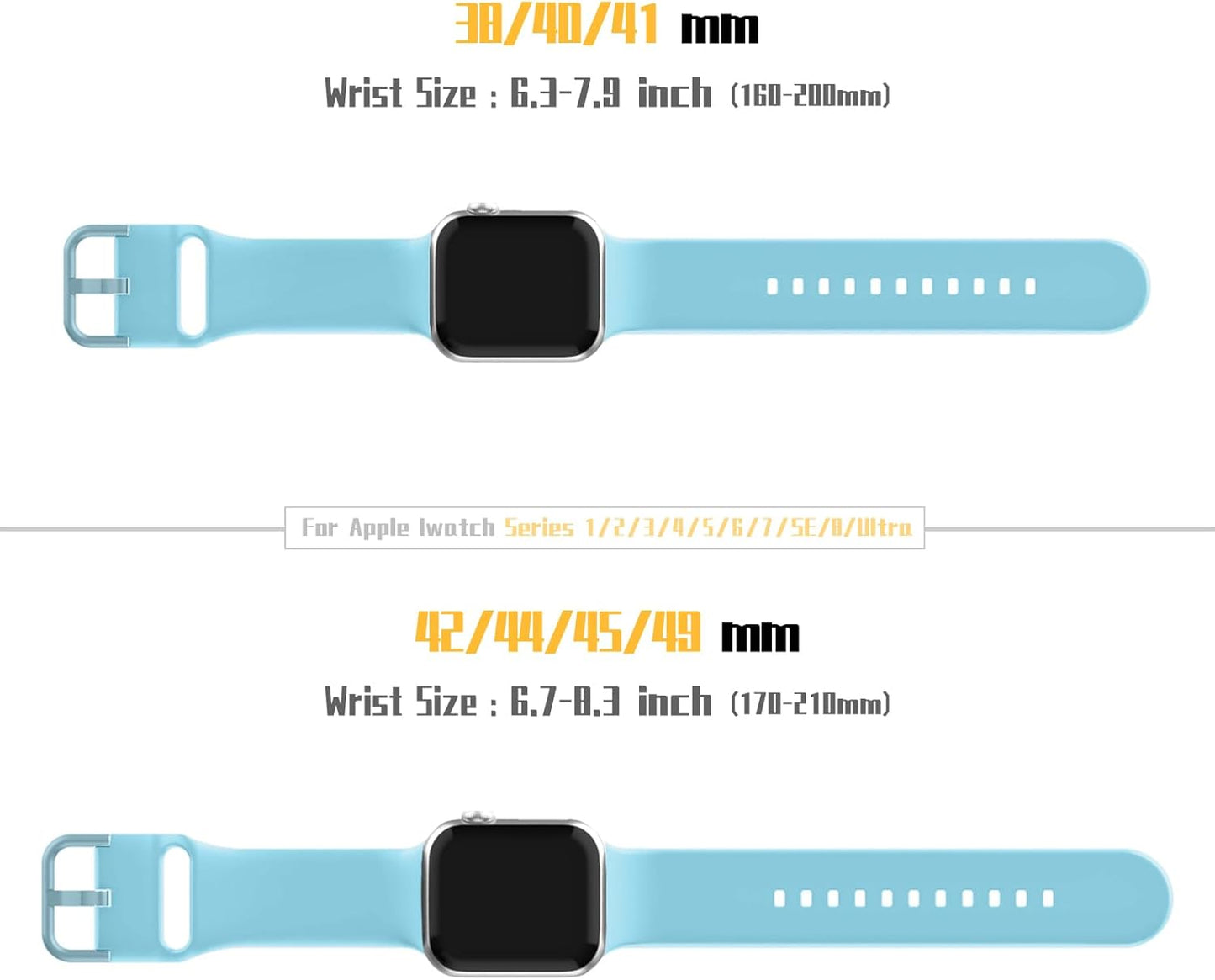 Sport Band Compatible with Apple Watch Bands 49Mm 46Mm 45Mm 44Mm 42Mm 41Mm 40Mm 38Mm, Soft Silicone Replacement Strap with Classic Clasp for Iwatch Series 11 10 9 8 7 6 5 4 3 2 1 SE Ultra Women Men